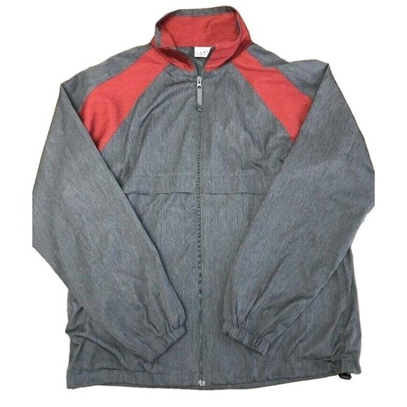Irvine Park Zip Up Athletic Jacket Red/Grey Size Large Tall - Picture 1 of 9